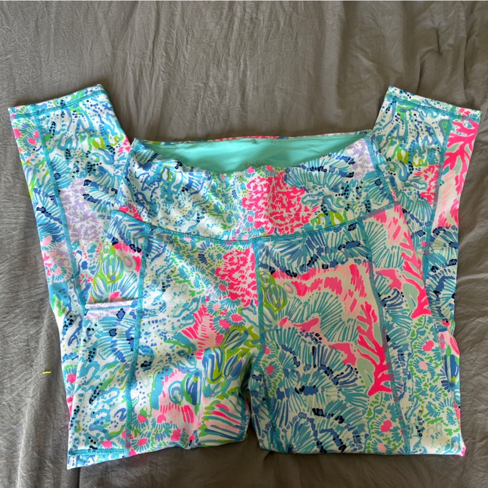 Lilly Pulitzer Aqua and Pink Luxletic leggings